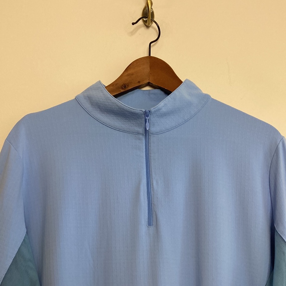 IBKUL Shirt Women XXL Blue Mock Neck Half Zip Long Sleeve Mesh Golf Tennis - Picture 3 of 12
